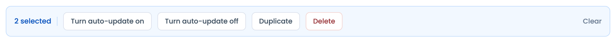 How to Manage Feeds? The bulk actions bar shown when feeds are selected