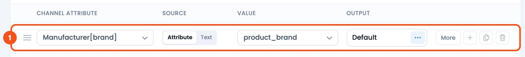 Dynamically Set the Product Brand in Feed CTX Feed Config tab row mapping the brand channel attribute to the product_brand dynamic attribute