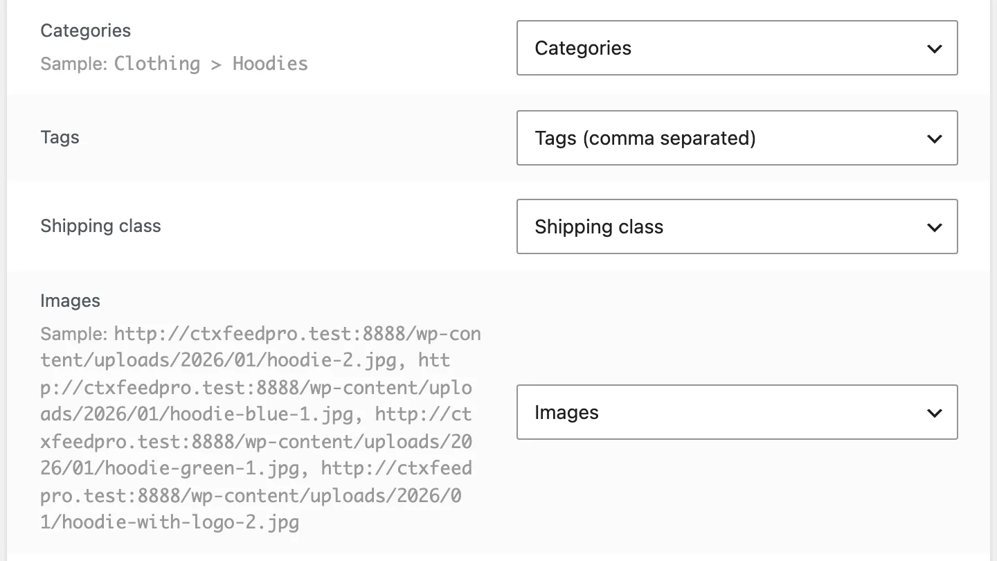 How to Export WooCommerce Products (All, Selected or One, with Images) WooCommerce importer Column mapping screen with the Images column mapped to Images