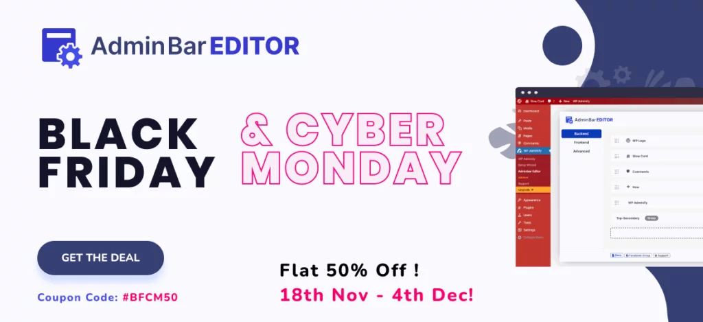 Best WordPress Plugins Black Friday Deals 2025: Save Big on Top Plugins, Themes, and more! Admin Bar Editor Black Friday Deal 2025